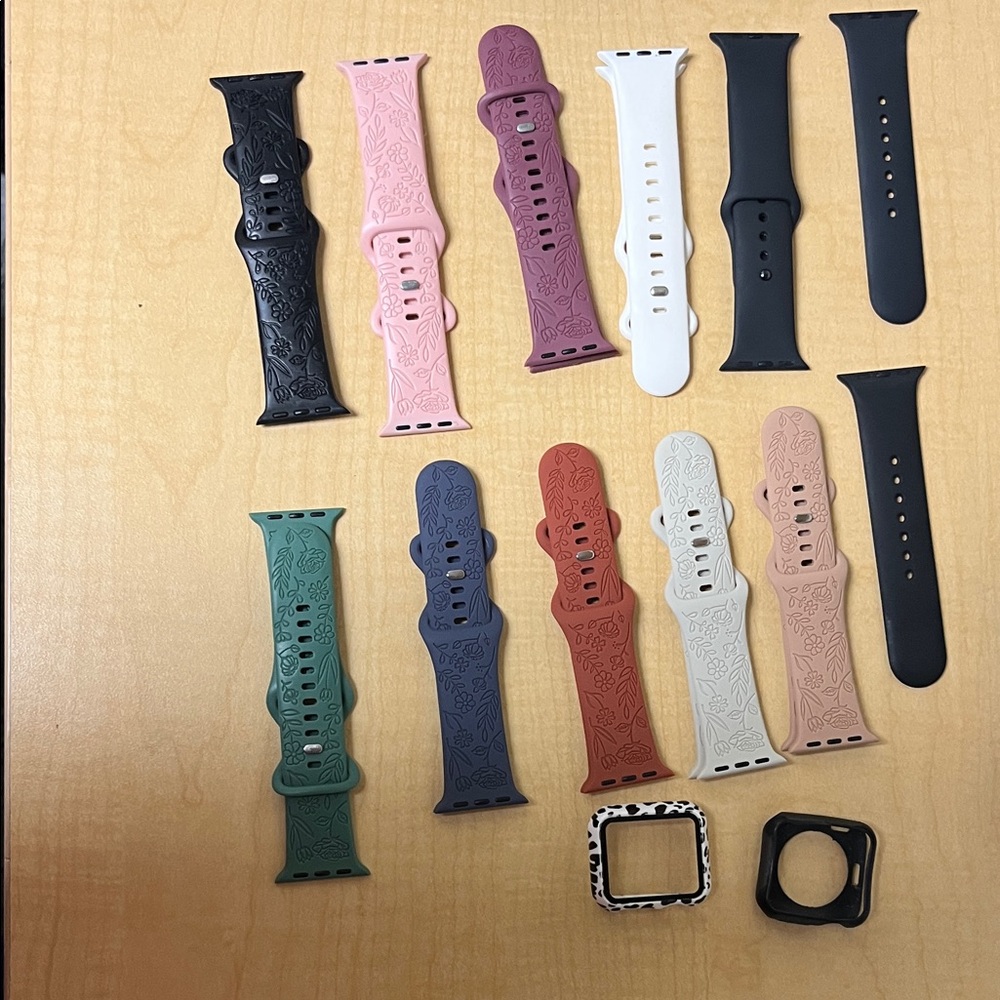 Silicone Floral Pattern Watch Band Collection - Multiple Colors 38 MM